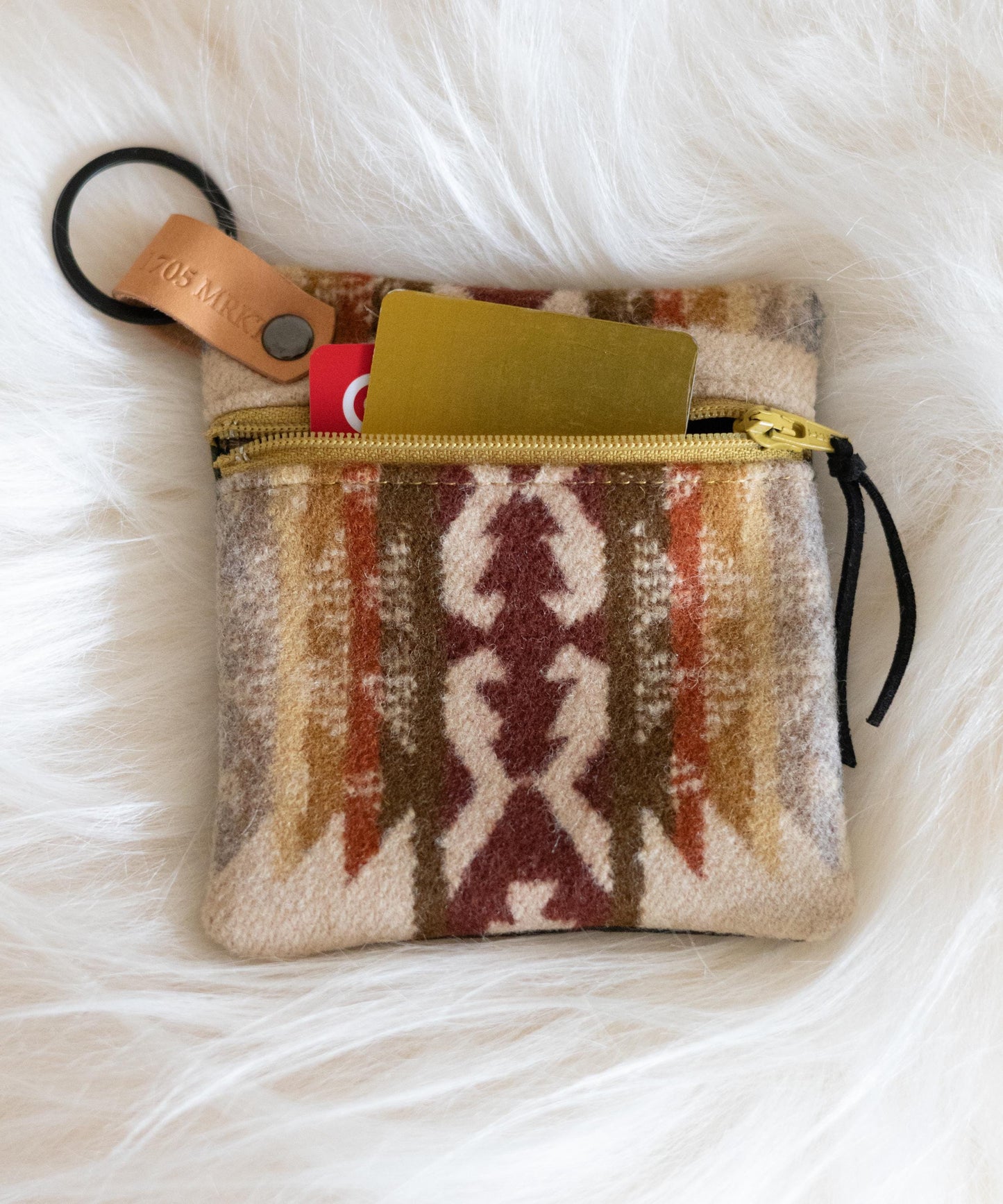 Handmade Wool Zippered Coin Purse: Southwestern Style