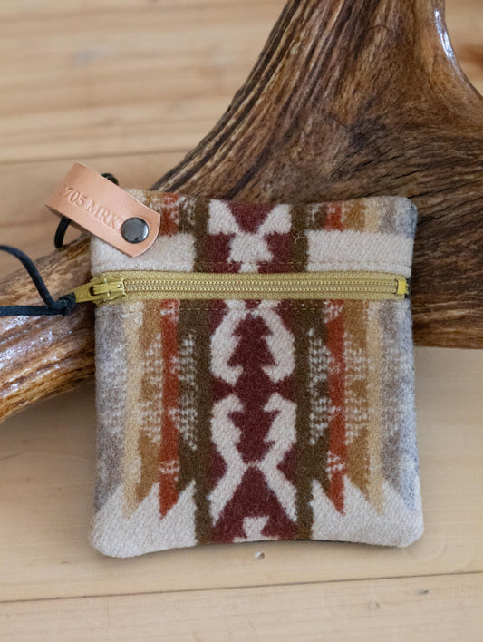 Handmade Wool Zippered Coin Purse: Southwestern Style