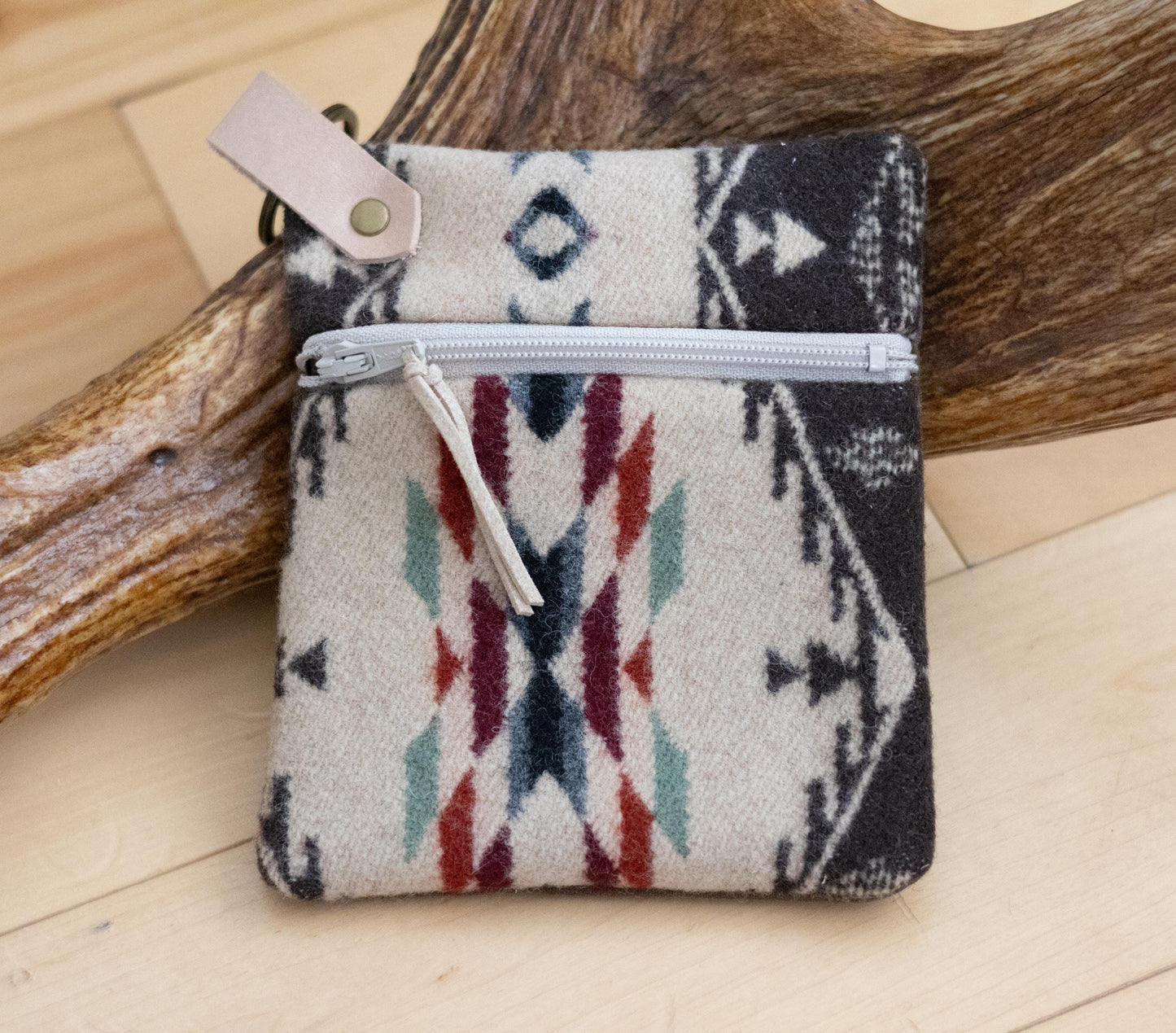 Handmade Wool Zippered Coin Purse: Southwestern Style