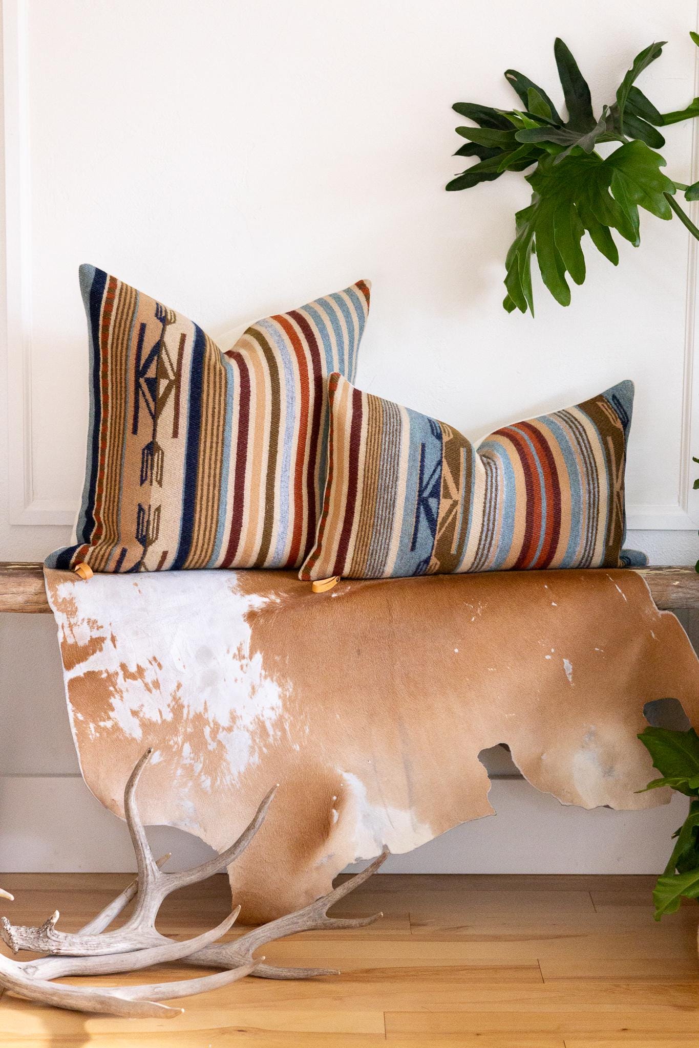 Chimayo Wool Pillow Cover – Harvest Tan Southwestern Stripe Accent