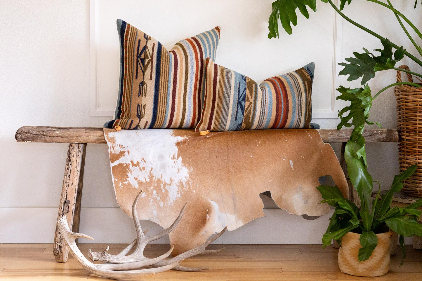 Chimayo Wool Pillow Cover – Harvest Tan Southwestern Stripe Accent
