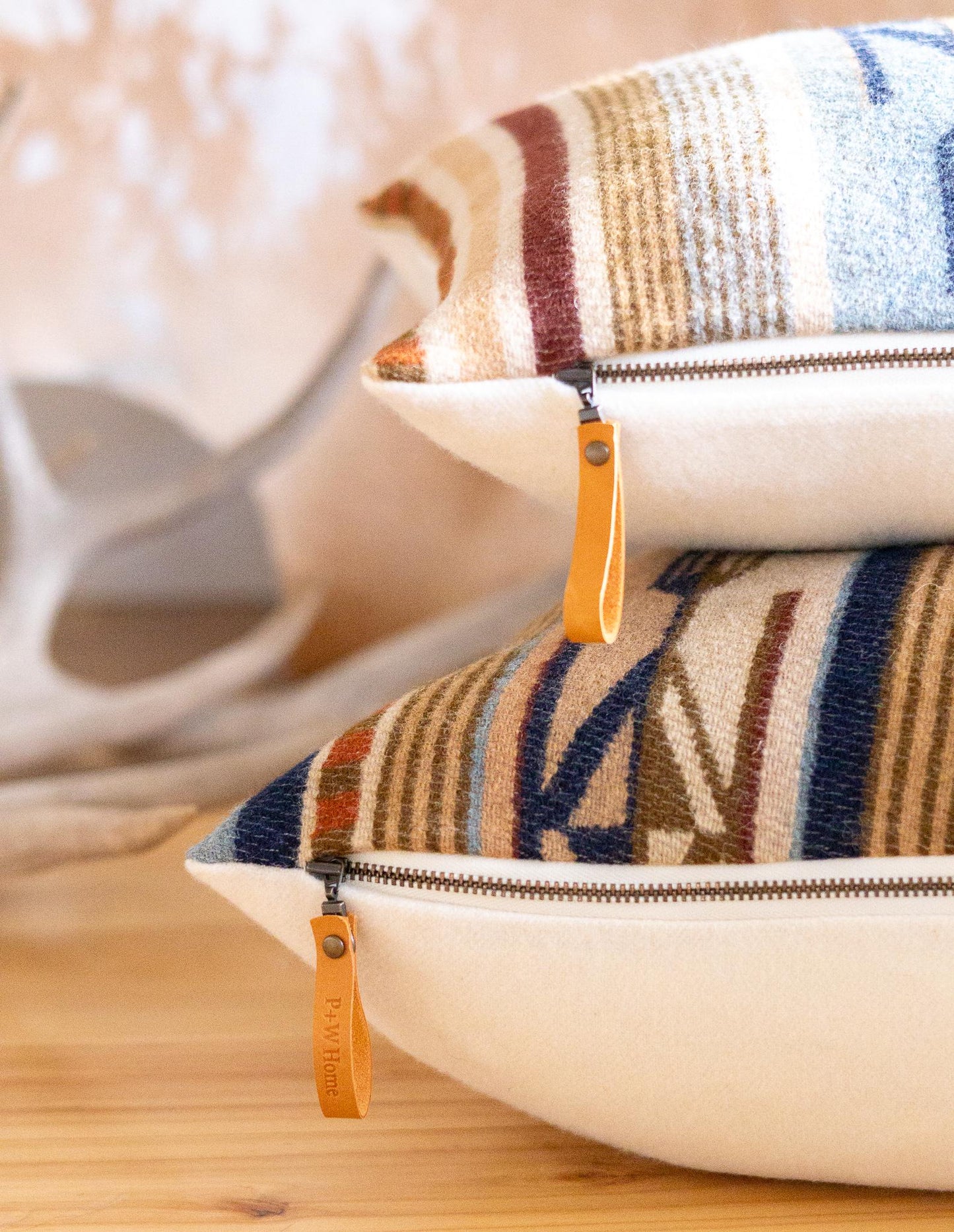 Chimayo Wool Pillow Cover – Harvest Tan Southwestern Stripe Accent
