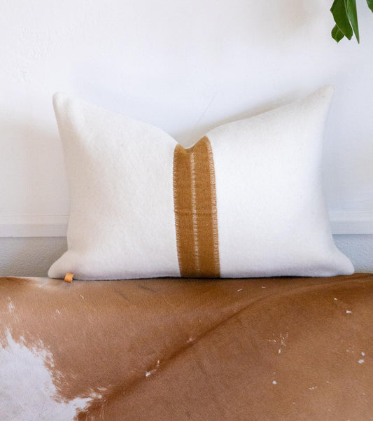 Caramel Stripe Wool Pillow Cover – 12x18" Ready to Ship