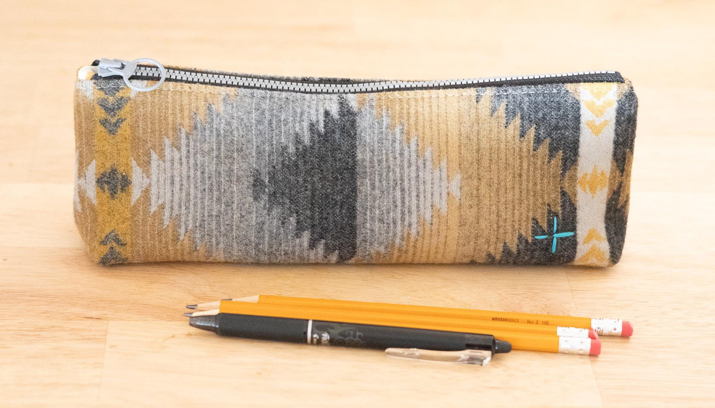 Versatile Zippered Wool Pouch: Pencil Case, Knitting Needle Holder, Makeup Brush Organizer, Clutch, ships fast