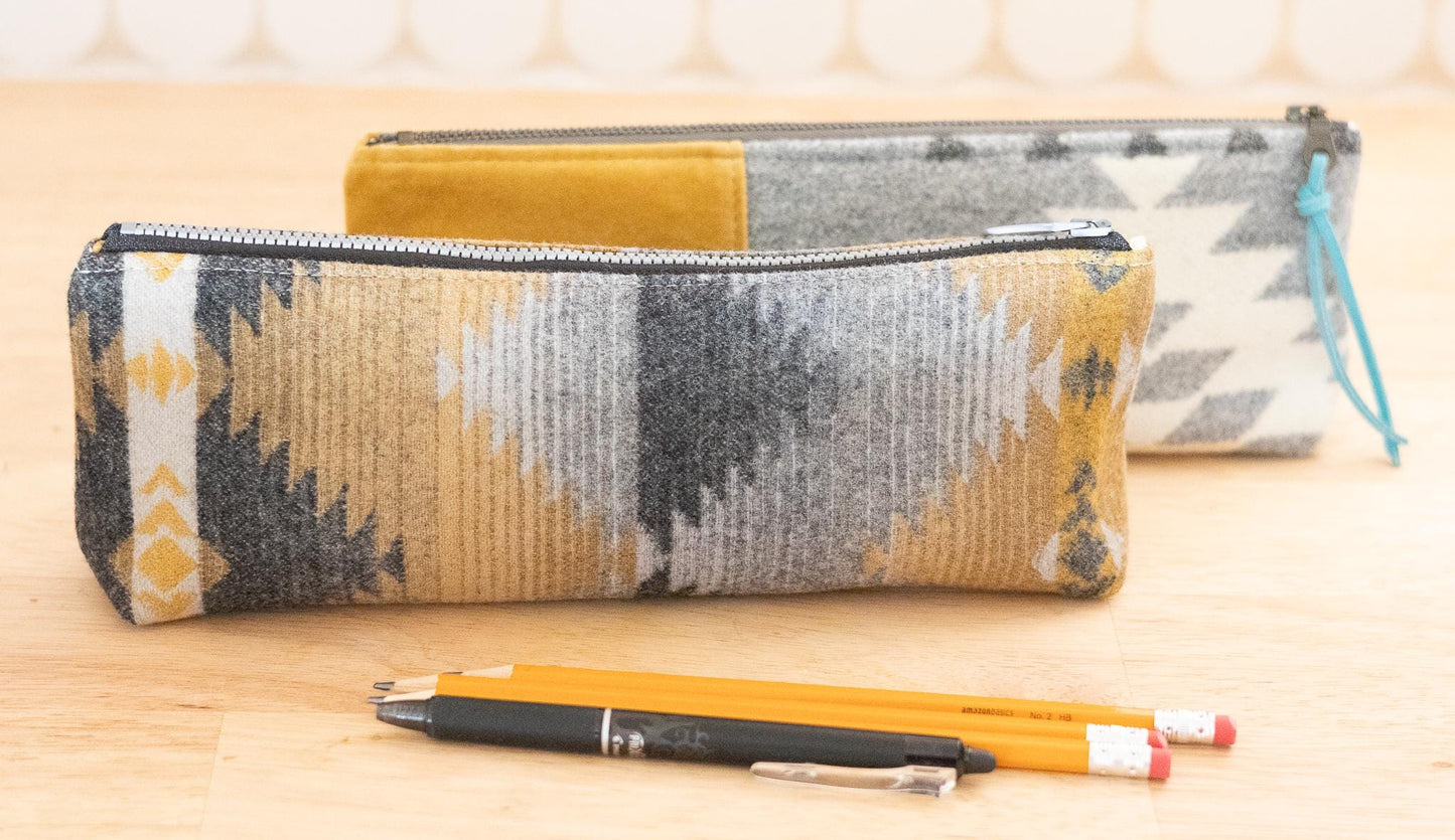 Versatile Zippered Wool Pouch: Pencil Case, Knitting Needle Holder, Makeup Brush Organizer, Clutch, ships fast