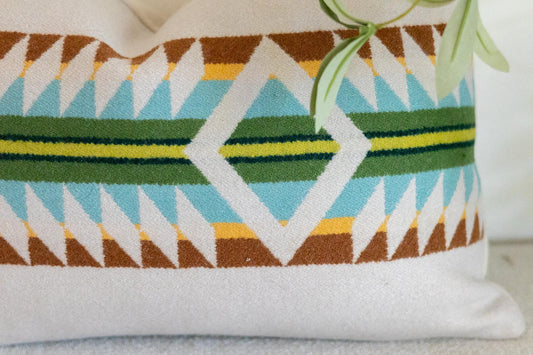 Falcon Cove Border wool Southwestern pillow cover, 12x18 lumbar sham, ready to ship