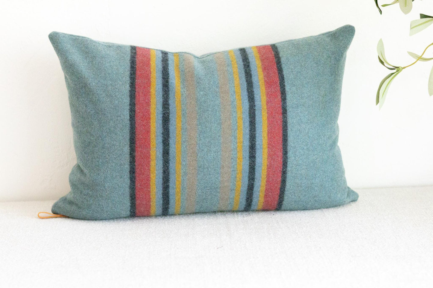 Yakima Camp Blanket green heather Merino wool pillow cover, striped green throw pillowcase, rustic southwestern decor