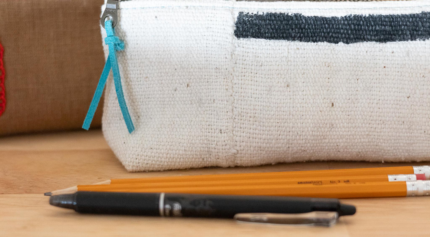 Versatile Mudcloth Zippered Pouch: Pencil Case, Knitting Needle Holder, Makeup Brush Organizer, Ships Fast