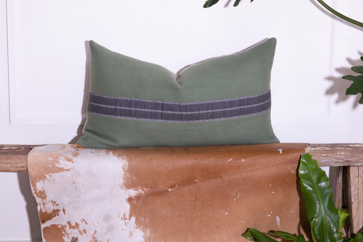 Limited-Edition Green Wool & Linen Lumbar Pillow Cover – Only 2 Made