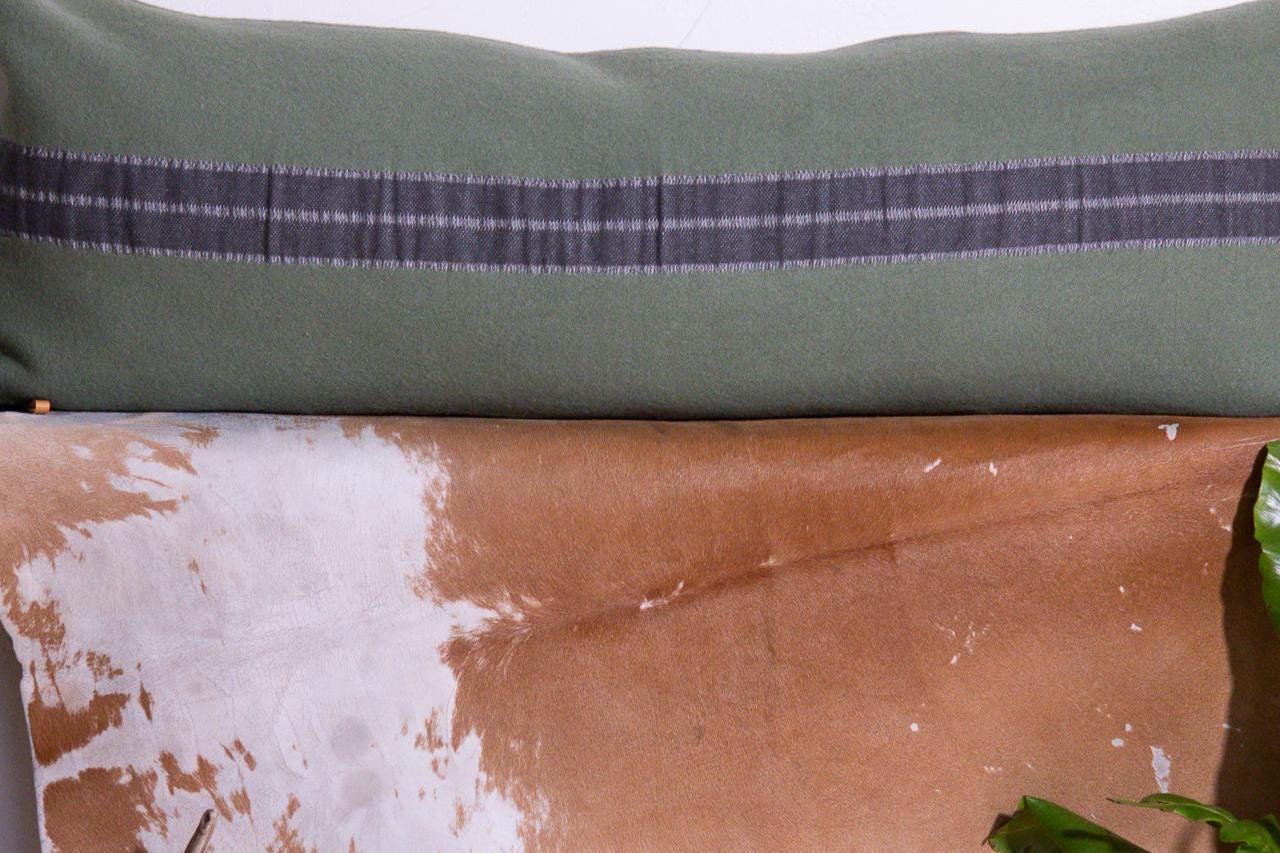 Limited-Edition Green Wool & Linen Lumbar Pillow Cover – Only 2 Made
