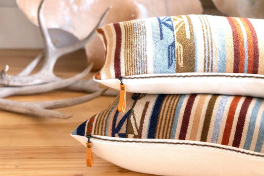 Chimayo Wool Pillow Cover – Harvest Tan Southwestern Stripe Accent