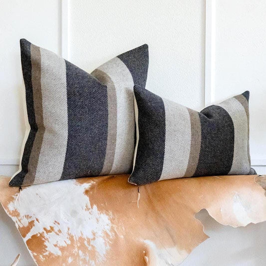 Midnight Navy Stripe Wool Pillow Cover – Washable Eco-Wise Wool