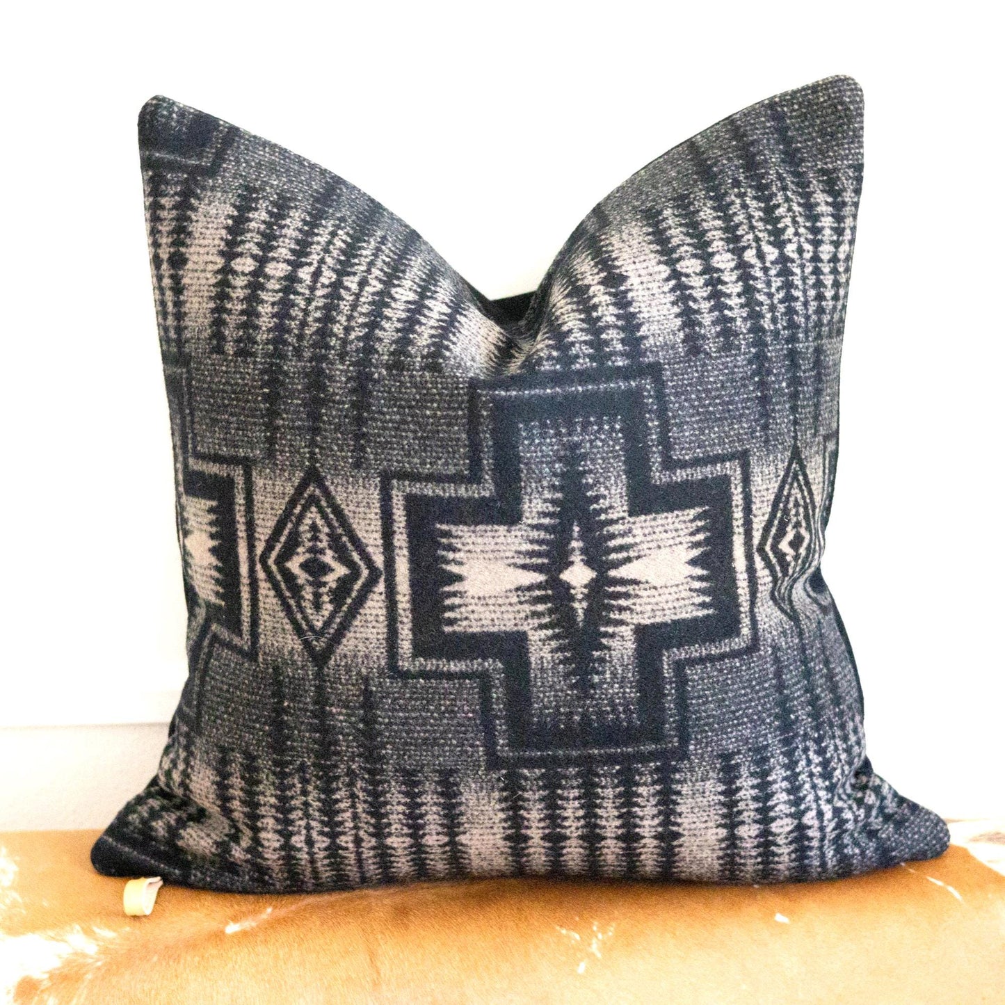 Harding Black Wool Pillow Cover – Black & Tan Iconic Pattern