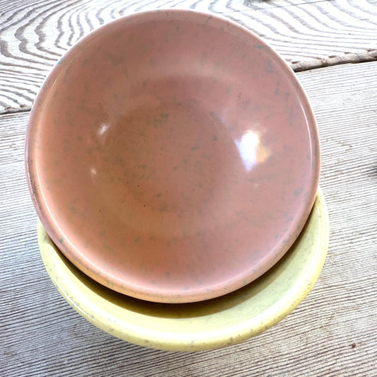 Retro Speckled Melmac Berry Bowls - Vintage Imperial Ware Pastel Pink & Aqua Sauce Dishes