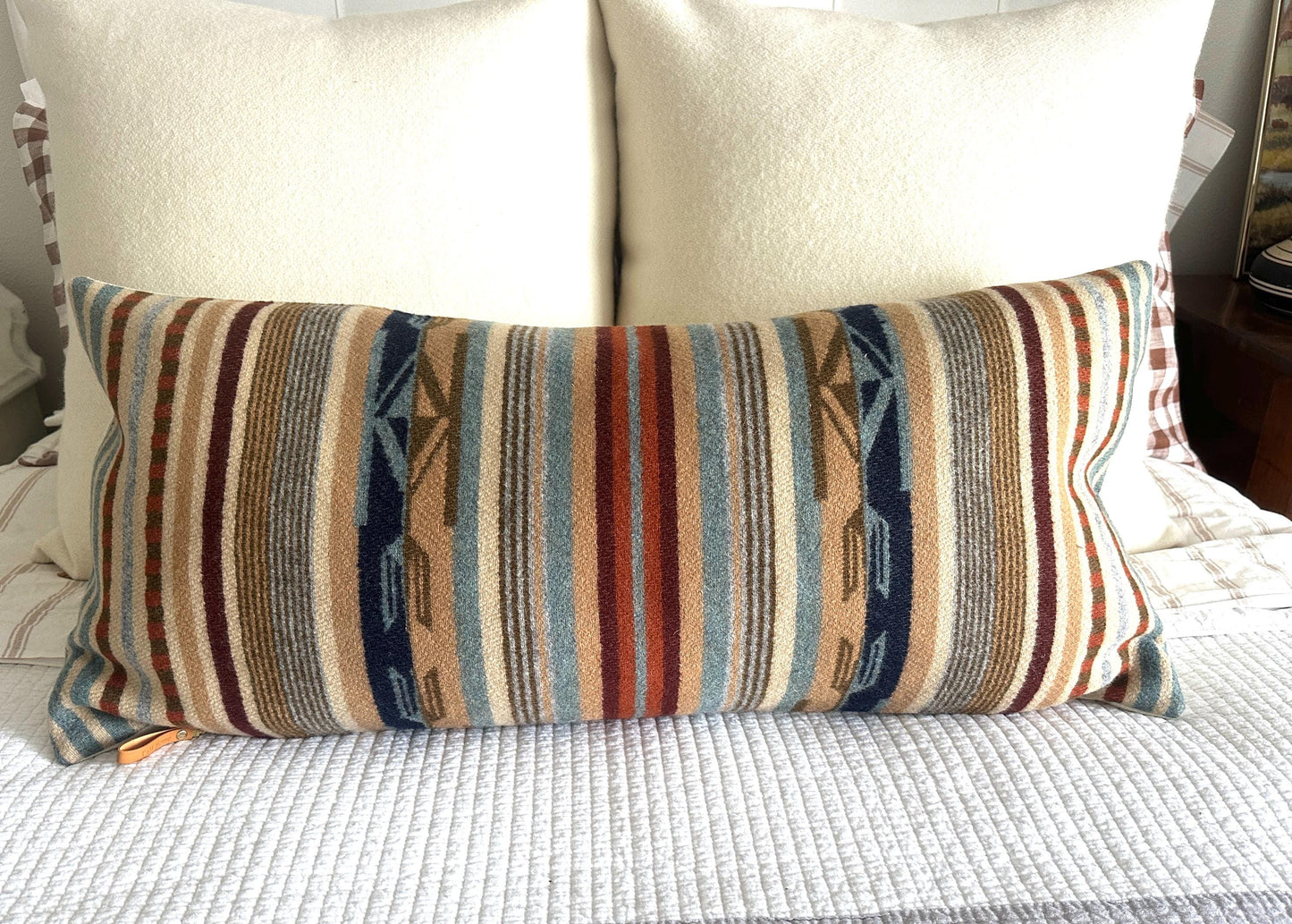 Chimayo Wool Pillow Cover – Harvest Tan Southwestern Stripe Accent