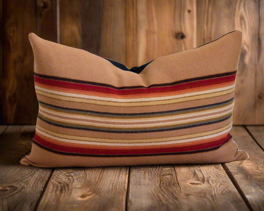 Striped pillow with a neutral background