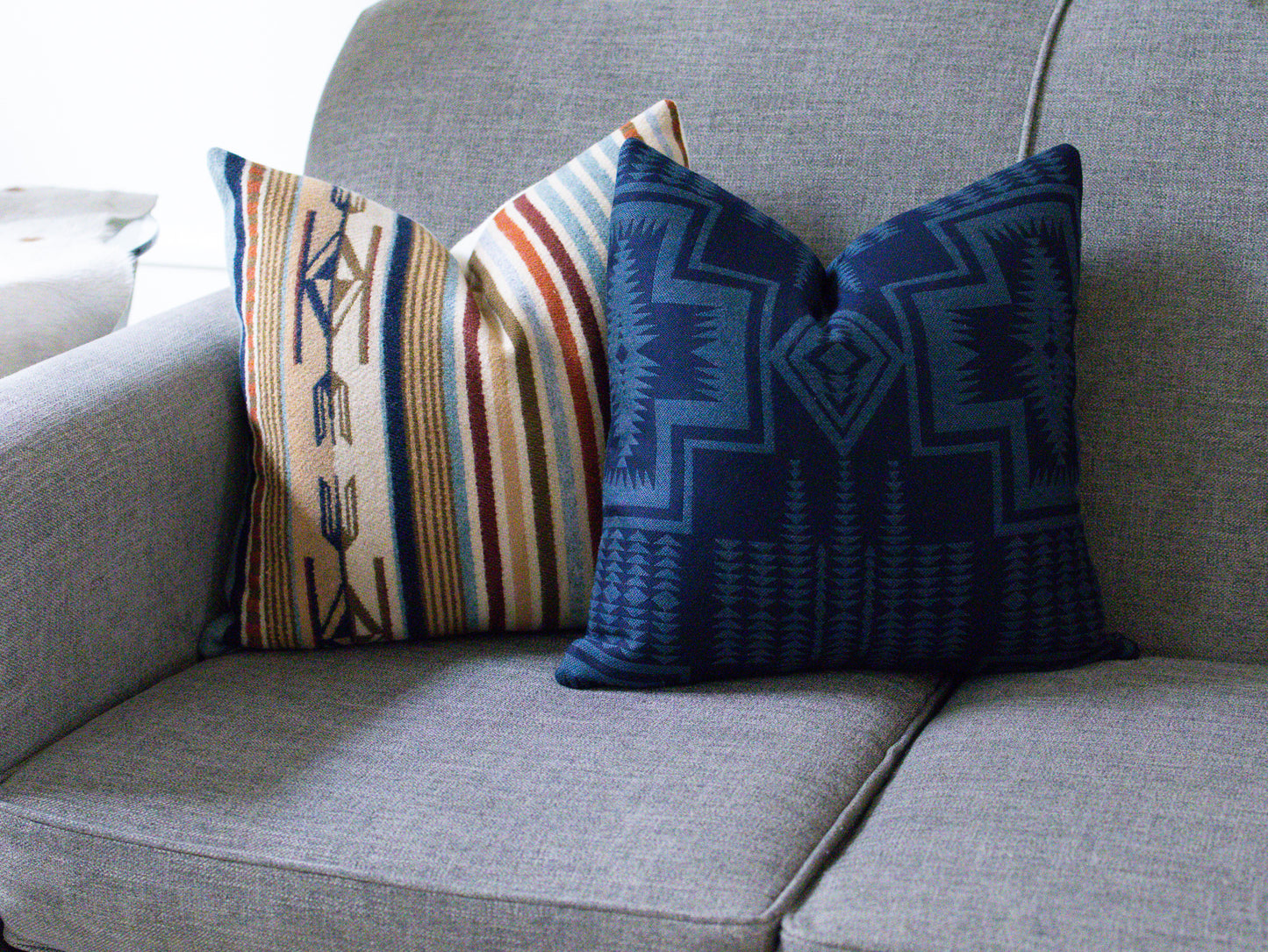 Harding Southwestern Outdoor Pillow Cover — Indigo
