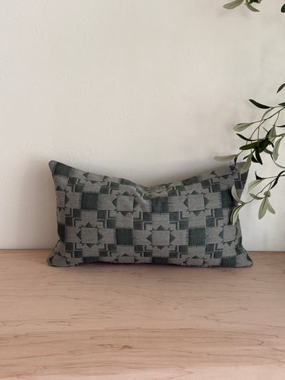 Silverlake Pine Green Gray Outdoor Pillow Cover – Textured Quilt Pattern, Made to Order