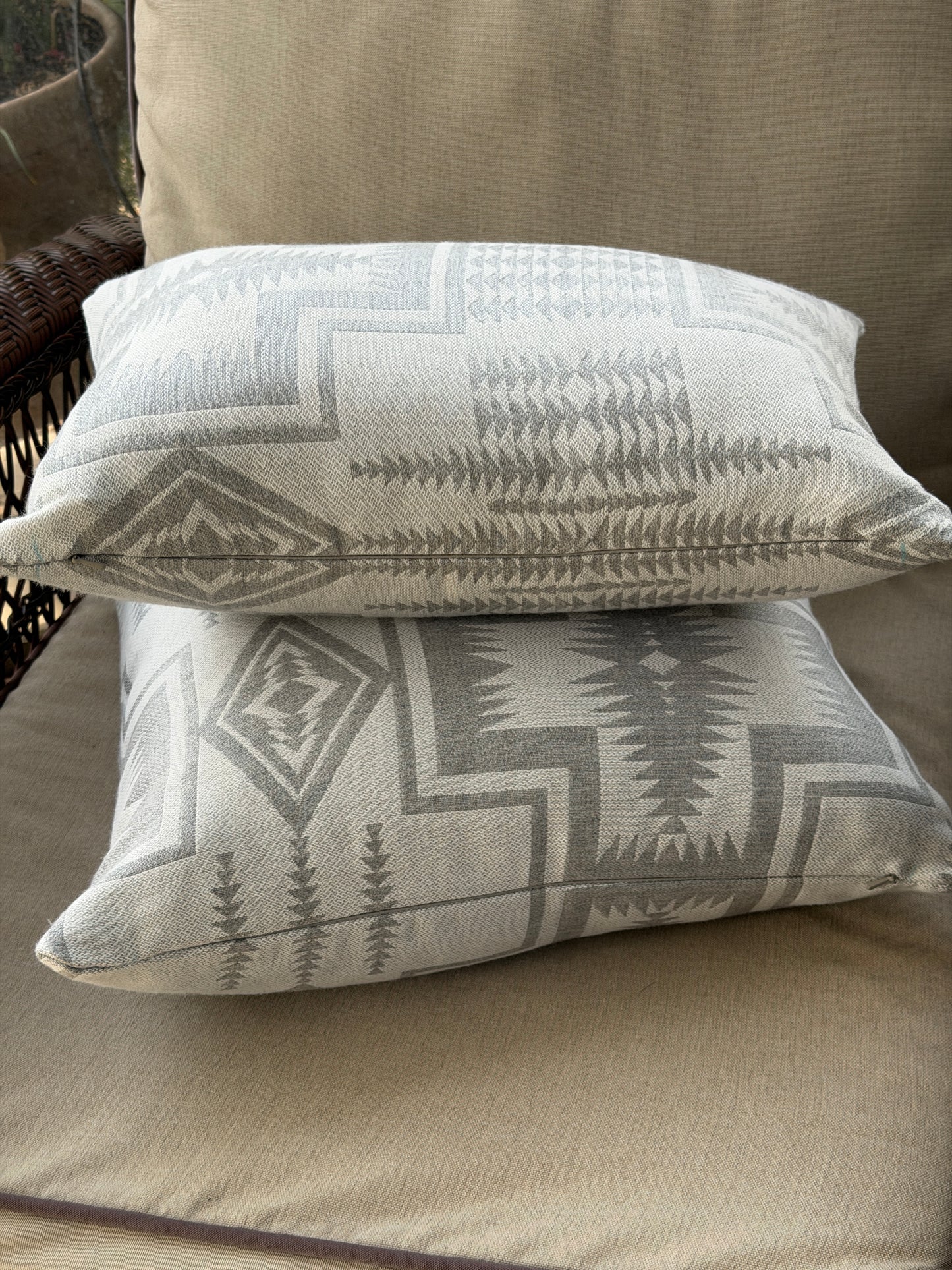 Harding Southwestern Outdoor Pillow Cover in Dove - Made to Order