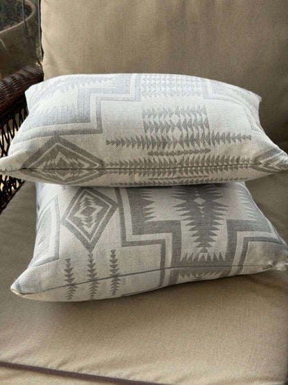 Harding Southwestern Outdoor Pillow Cover in Dove - Made to Order