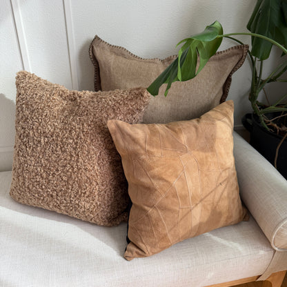 Brown Boucle Pillow Cover – 18-inch Textured Neutral