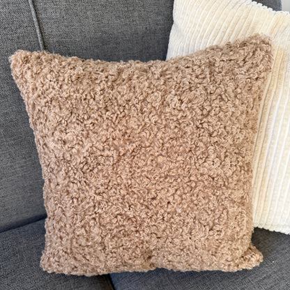 Brown Boucle Pillow Cover – 18-inch Textured Neutral
