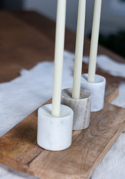 Set of Three Multi-Tone Marble Candle Holders