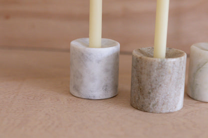Set of Three Multi-Tone Marble Candle Holders