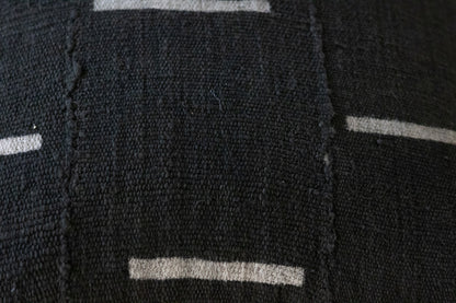 African Mud Cloth Pillow Covers — Black & White Dash | Waxed Canvas Back | Set of 2