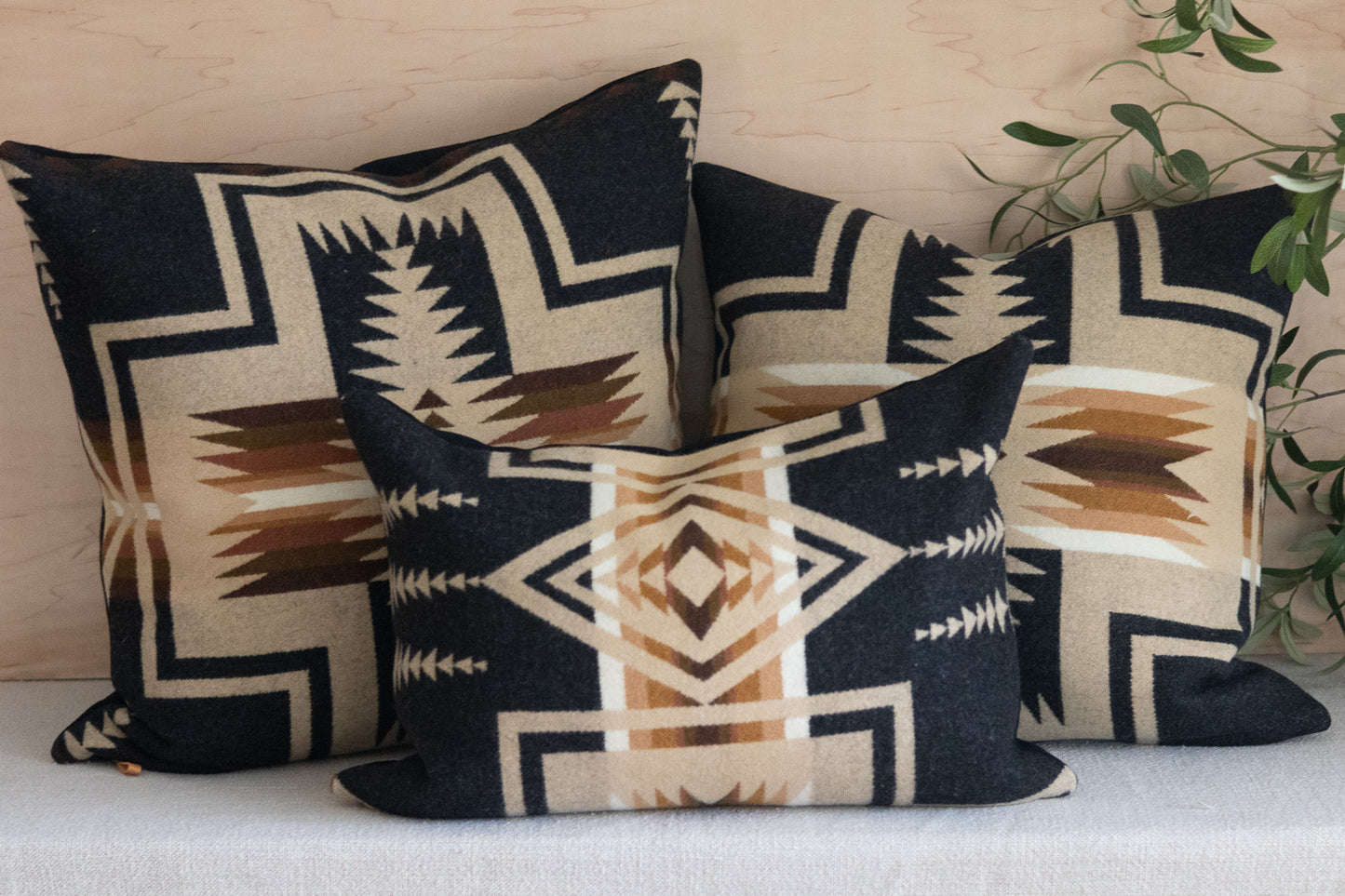 Oxford Harding Wool Pillow Cover – Black & Camel Iconic Pattern