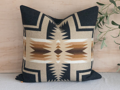 Oxford Harding Wool Pillow Cover – Black & Camel Iconic Pattern