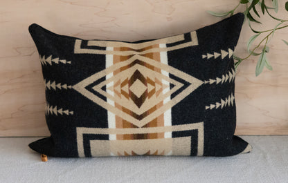 Oxford Harding Wool Pillow Cover – Black & Camel Iconic Pattern
