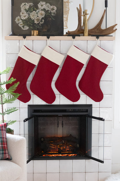 Red Wool Christmas Stocking with Cream Cuff