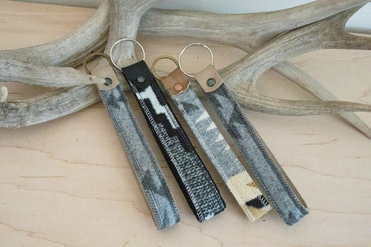 Heritage Wool Key Fob Wristlet – Leather & Southwestern Pattern