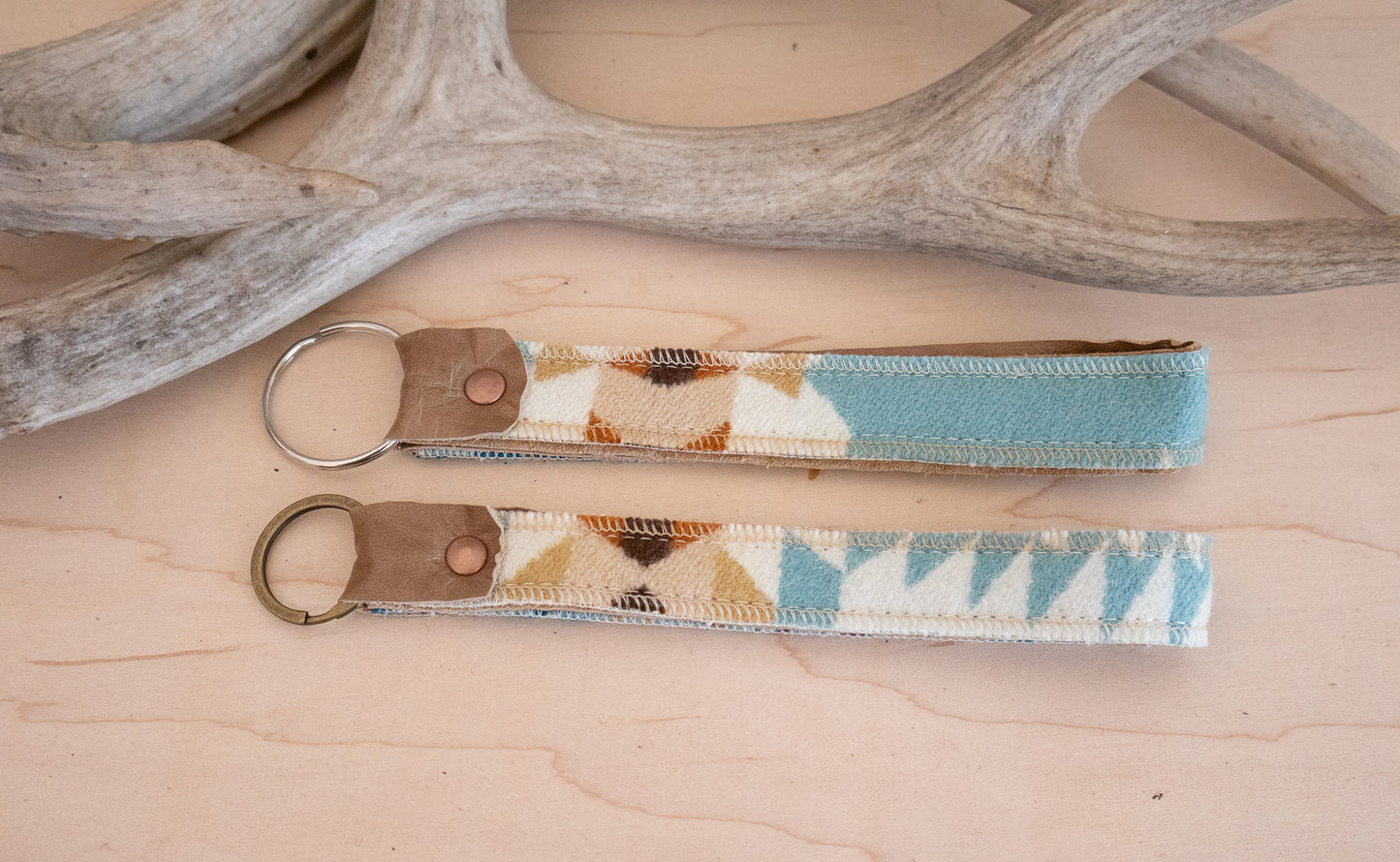 Heritage Wool Key Fob Wristlet – Leather & Southwestern Pattern