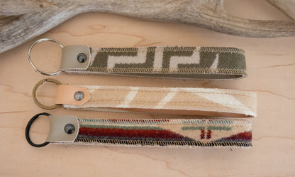 Heritage Wool Key Fob Wristlet – Leather & Southwestern Pattern