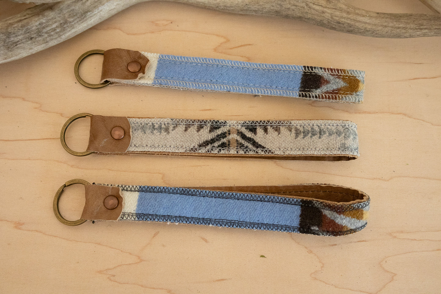 Heritage Wool Key Fob Wristlet – Leather & Southwestern Pattern