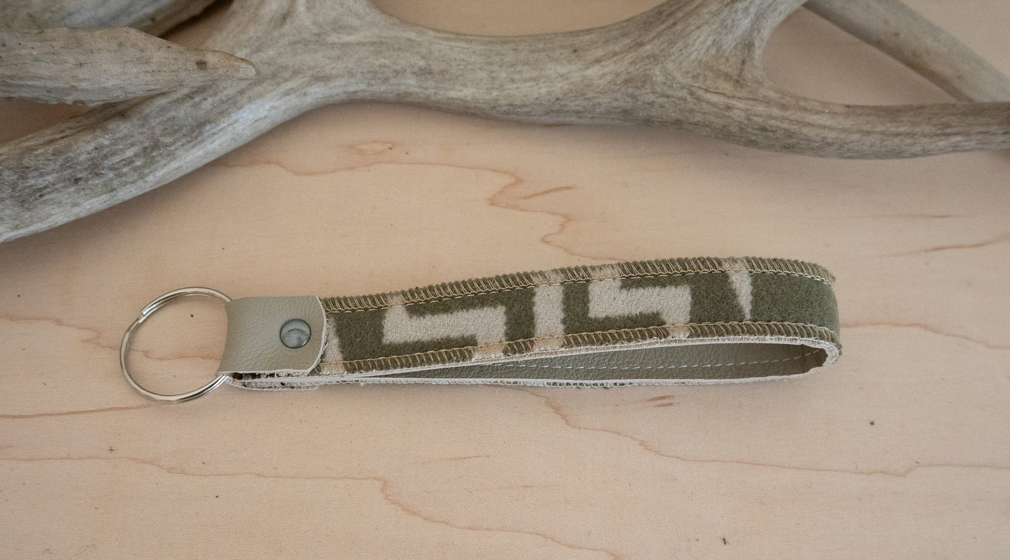 Heritage Wool Key Fob Wristlet – Leather & Southwestern Pattern