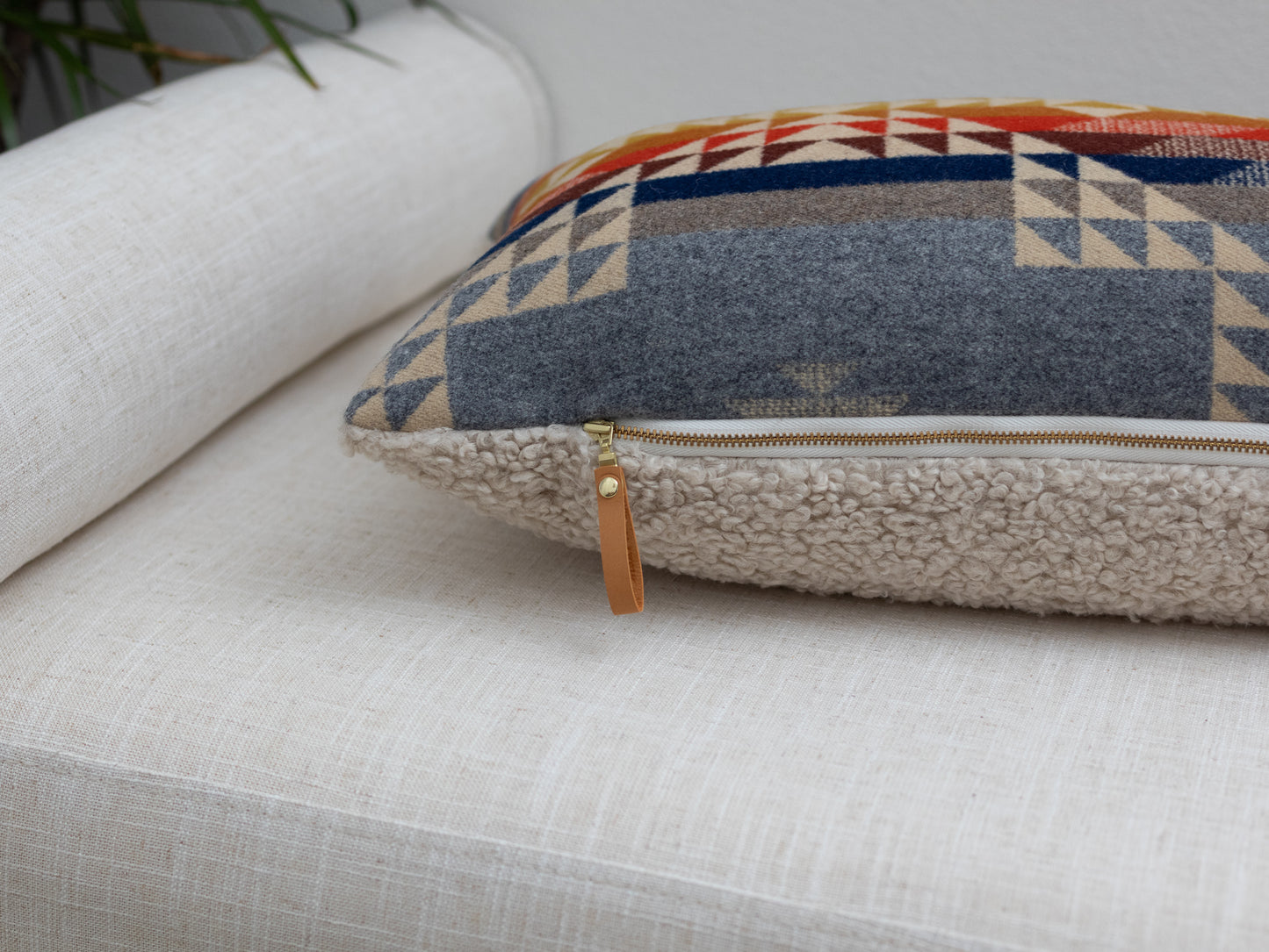 Smith Rock Long Lumbar Pillow Cover – Wool & Cream Boucle, Ready to Ship