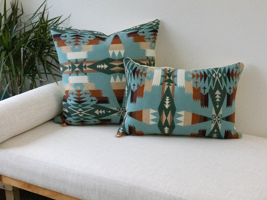 Tucson Aqua Wool Pillow Cover