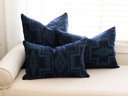 Harding Southwestern Outdoor Pillow Cover — Indigo