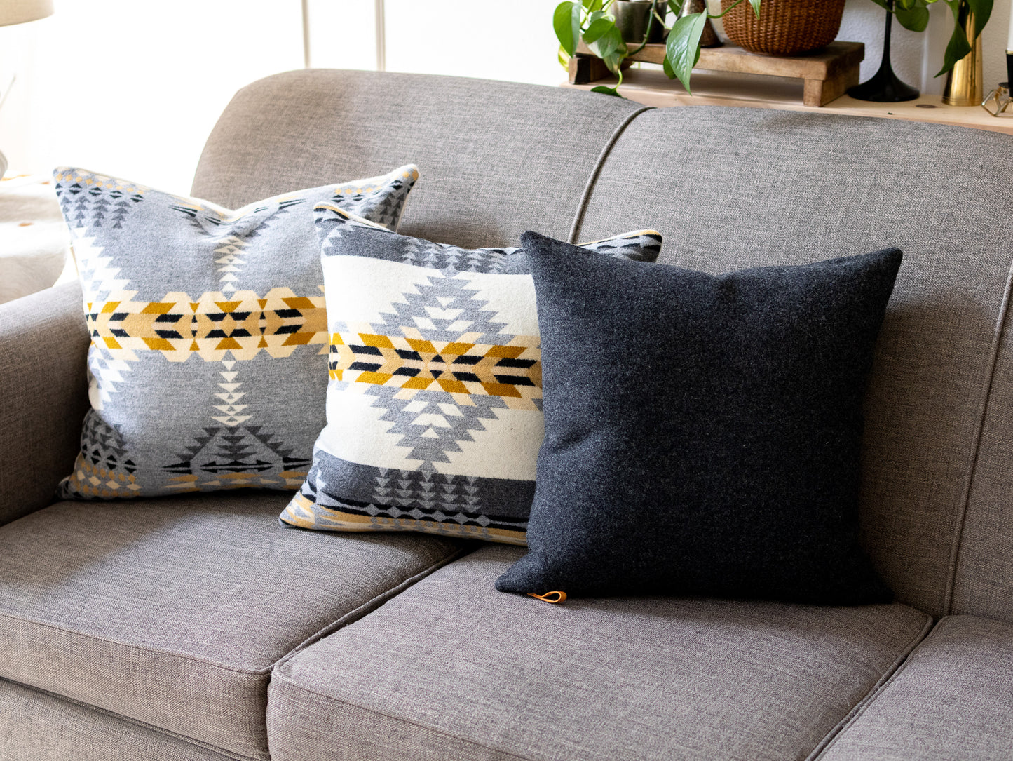 Charcoal Gray Wool Pillow Cover – Washable Eco-Wise Wool Cushion