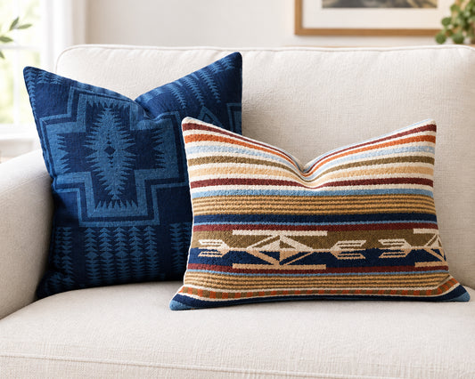 Chimayo Stripe Wool Pillow Cover – Harvest Tan Southwestern Stripe