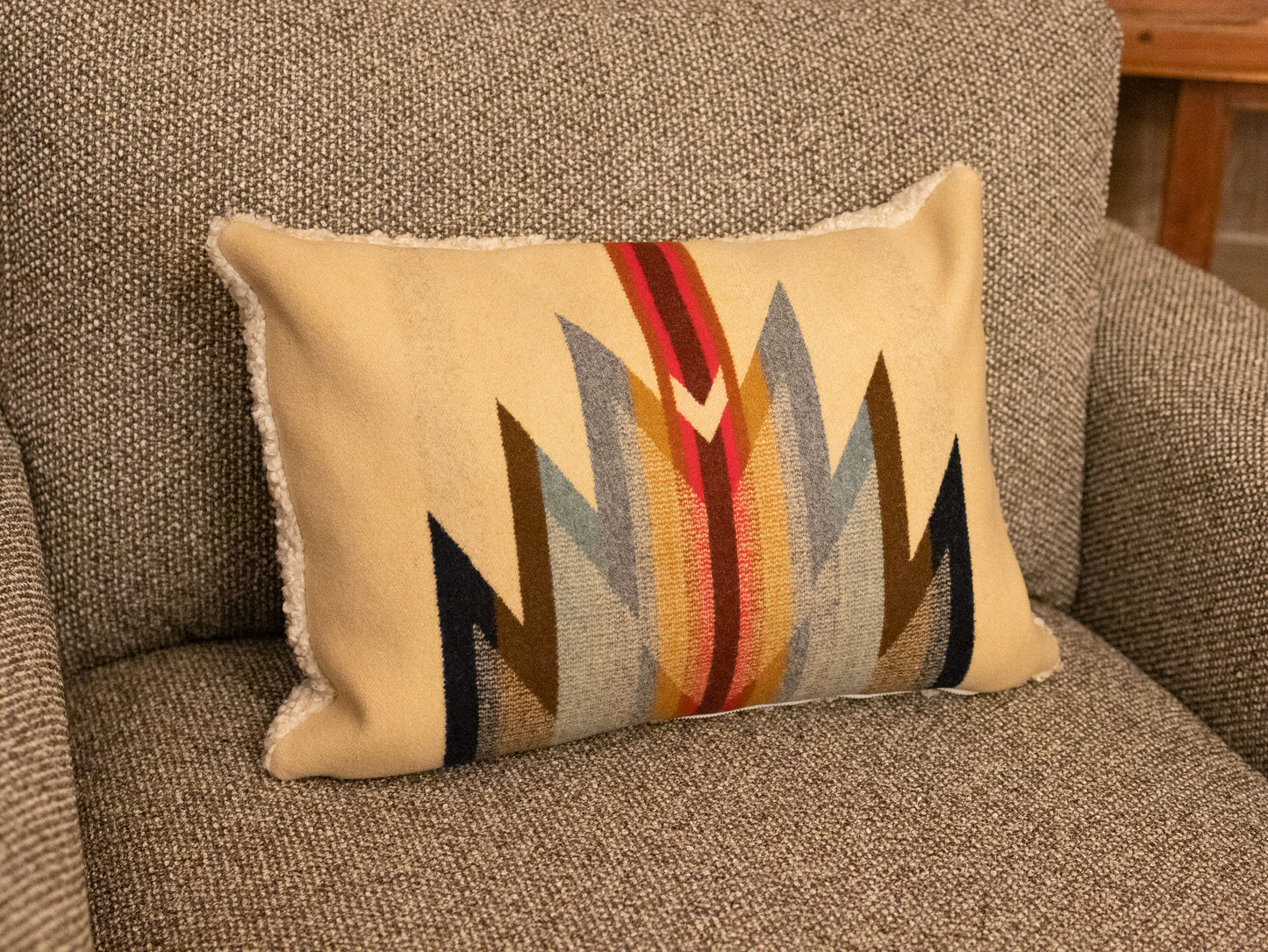 Wyeth Trail Beige Jacquard Pillow Cover – 14x20