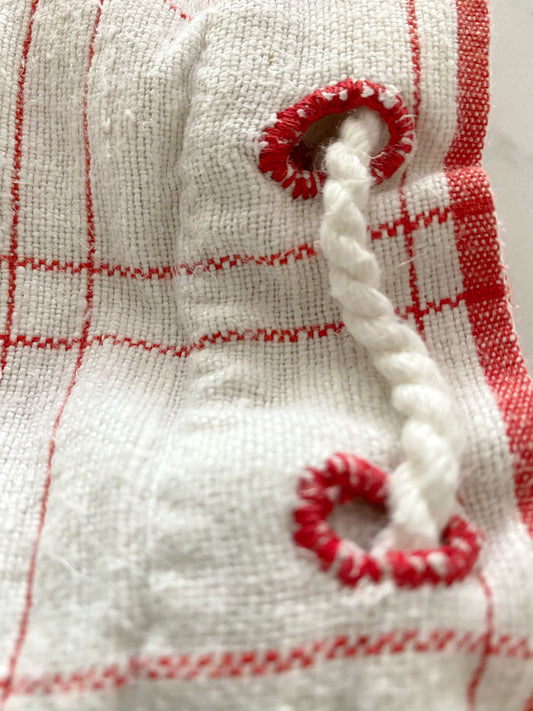 Vintage French Linen Drawstring Bag – One-of-a-Kind, 22"x13"