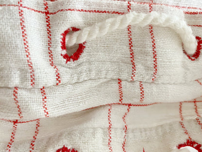 Vintage French Linen Drawstring Bag – One-of-a-Kind, 22"x13"