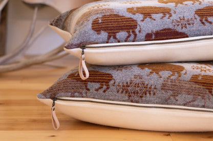 Heritage Buffalo Wool Pillow Cover – Gray | Made-to-Order