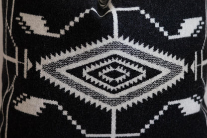 Black and white patterned fabric with geometric design