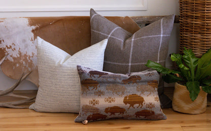 Gray & Cream Striped Wool Pillow Cover – Ready to Ship