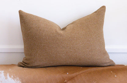Tan Twill Wool Pillow Cover – Gold Tweed Lodge Accent